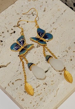 Classical Butterfly Imitation Jade Earrings