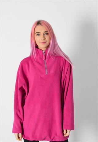 VINTAGE 90S WOMEN PINK FLEECE WINTER JUMPER