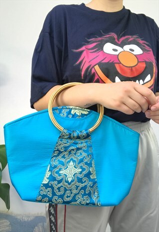90S VINTAGE CHINESE BAG WITH WOODEN STRAPS