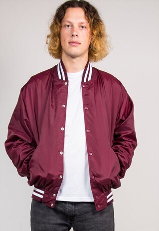 VINTAGE 90'S MAROON BASEBALL STYLE JACKET