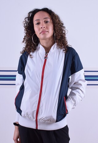 WHITE, NAVY AND RED ZIP-UP TRACKSUIT TOP