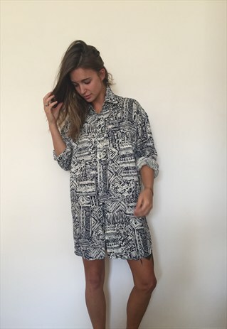 CRAZY PATTERNED VINTAGE RETRO FESTIVAL OVERSIZED SHIRT