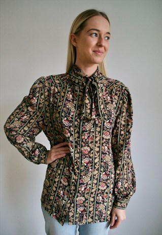 VINTAGE 70'S PATTERNED BLOUSE