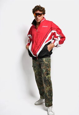 Retro men windbreaker jacket red vintage sport shell jacket