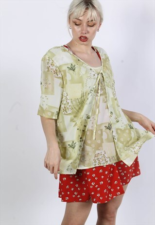 VINTAGE 1980'S FLORAL PATTERNED BLOUSE TOP MULTI