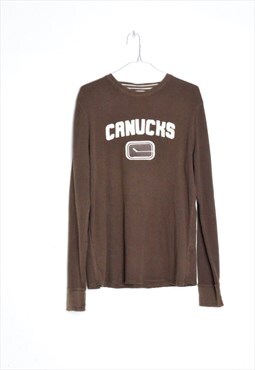Brown NHL Hockey Vancouver Canucks Long Sleeve Mens Shirt