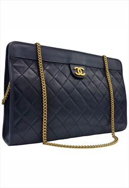 Vintage Chanel Timeless Wallet on Chain Reworked CC, Blue