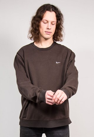 VINTAGE 90'S DARK BROWN NIKE SWEATSHIRT JUMPER