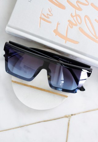 BLACK OVERSIZED SQUARE AVIATOR SUNGLASSES