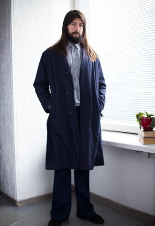 VINTAGE 80'S NAVY BELTED COAT