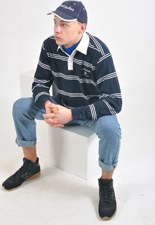 VINTAGE LONG SLEEVE STRIPED POLO SHIRT
