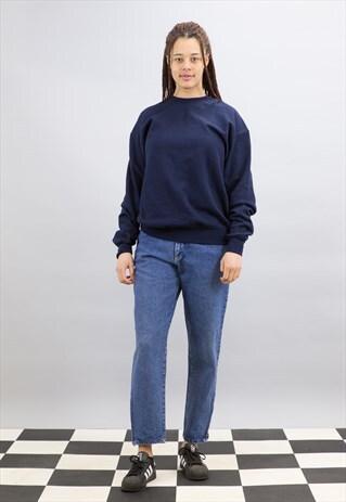 VINTAGE BLUE PLAIN FRUIT OF LOOM SWEATSHIRT