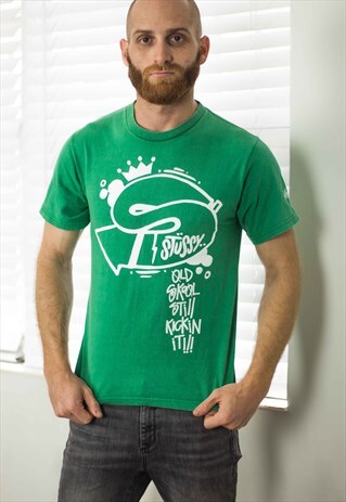 VINTAGE STUSSY T-SHIRT LOGO 90S S 5.5