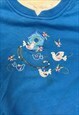 VINTAGE SWEATSHIRT EMBROIDERED BIRDS PATTERNED JUMPER