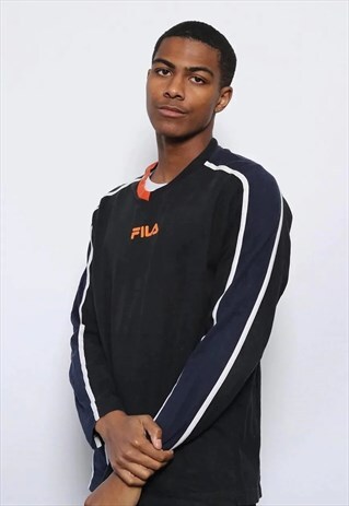 VINTAGE FILA LOGO LONG SLEEVED T-SHIRT BLACK