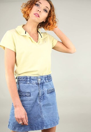 VINTAGE RETRO YELLOW TOMMY HILFIGER POLO T-SHIRT