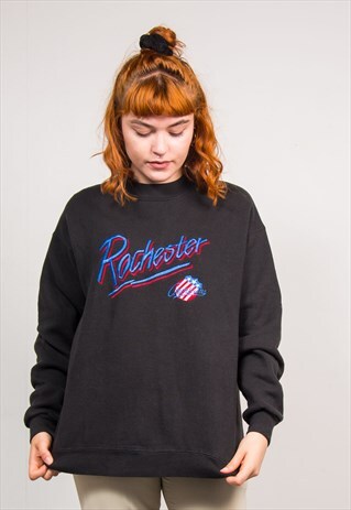 90'S VTG BLACK AHL ROCHESTER AMERICANS ICE HOCKEY SWEATER