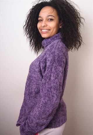PURPLE SOFT ROLL NECK JUMPER