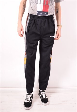 CHAMPION MENS VINTAGE TRACKSUIT TROUSERS MEDIUM BLACK 90S
