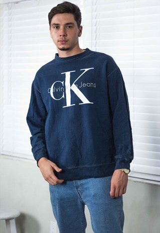 VINTAGE CK CALVIN KLEIN JUMPER SWEATSHIRT LOGO 90S M 16.6