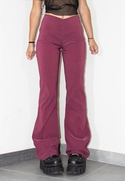 Vintage Deadstock Y2k Cyber Purple Flared Stretchy Trousers