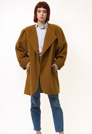 80S WINTER COAT LONG WOOL COAT OUTERWEAR SIZE SMALL 5290