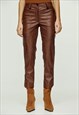 CHOCOLATE BROWN FAUX MOIRE LEATHER 7/8 PANTS