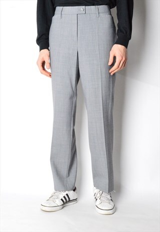 VINTAGE 90S UNISEX GREY WOOL BLEND PANTS