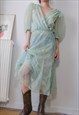 Vintage Y2K Pastel Floral Chiffon Midi Dress