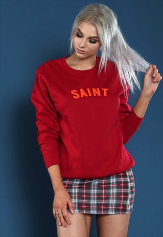 SAINT RED SWEATSHIRT WITH ORANGE PRINT