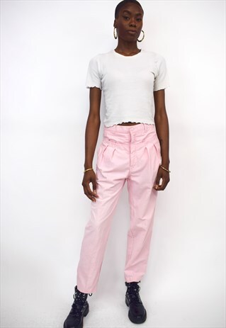 VINTAGE 90S PINK PLEAT WAIST TROUSERS