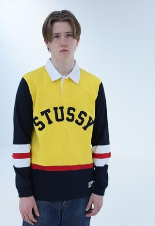 DEADSTOCK STUSSY SPELL OUT RUGBY POLO SHIRT