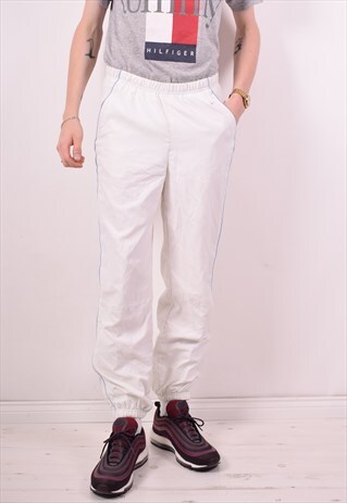 NIKE MENS VINTAGE TRACKSUIT TROUSERS SMALL WHITE 90S