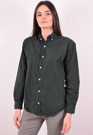 RALPH LAUREN WOMENS VINTAGE SHIRT LARGE GREEN 90S