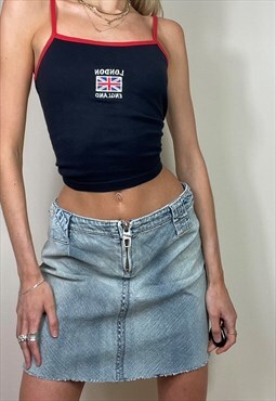 Vintage Miss Sixty Y2K Denim Midi Skirt Low Rise Grunge