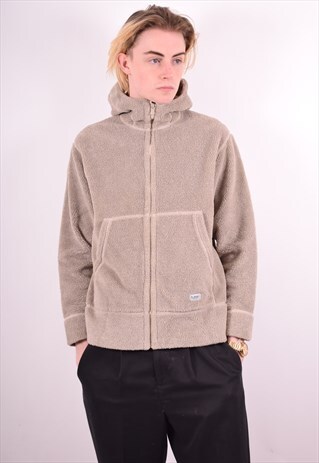 LEE MENS VINTAGE FLEECE HOODIE JACKET SMALL GREY 90S