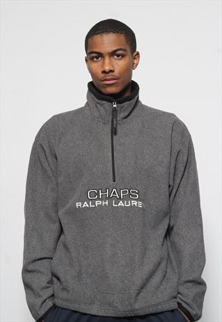 VINTAGE CHAPS RALPH LAUREN 1/4 ZIP FLEECE GREY