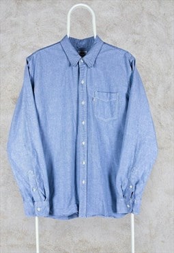 Levi's Denim Shirt Blue Long Sleeve Mens Large