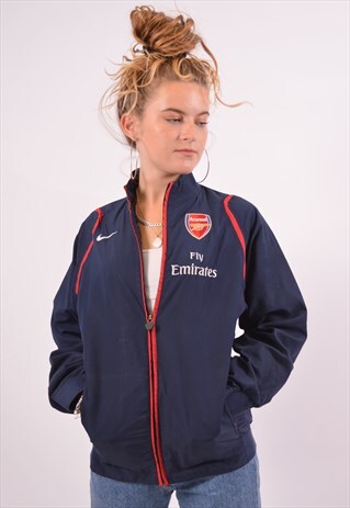 VINTAGE NIKE FC ARSENAL TRACKSUIT TOP JACKET NAVY BLUE