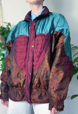 90S VINTAGE RETRO PATTERNED PUMA WINDBREAKER SHELL JACKET