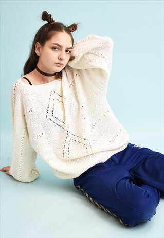 90'S RETRO SLOUCHY NEUTRAL MOMS JUMPER TOP