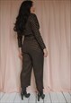 VINTAGE 80S TROUSER SUIT IN BLACK WITH GOLD STRIPE