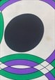 70'S VINTAGE CHINON BLACK GREEN PURPLE RETRO SCARF