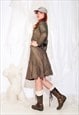 VINTAGE SKIRT Y2K FAIRYCORE FRILLY CREASED MIDI IN BROWN