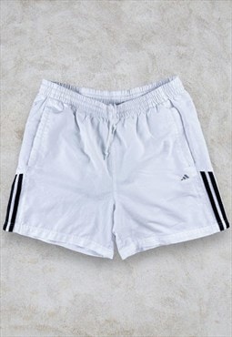 Vintage Adidas White Shorts Sports Striped Men's Medium