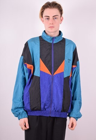 MENS VINTAGE TRACKSUIT TOP JACKET XL MULTI 90S