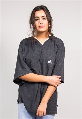 90'S VINTAGE DARK GREY ADIDAS OVERSIZE T-SHIRT