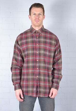 VINTAGE RED & BROWN CHECKED SHIRT