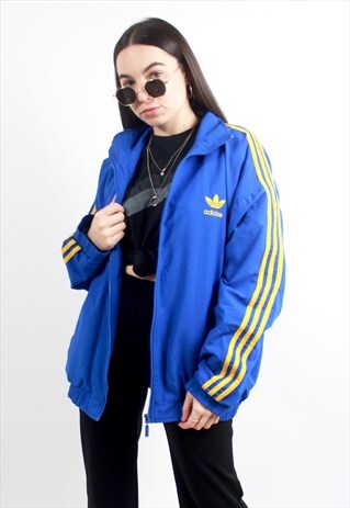 90'S RETRO BLUE & YELLOW OVERSIZED TRACK JACKET