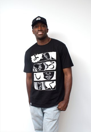 YOROSHIKU CLASSIC: MANGA ORGANIC T-SHIRT IN BLACK (LIPS)